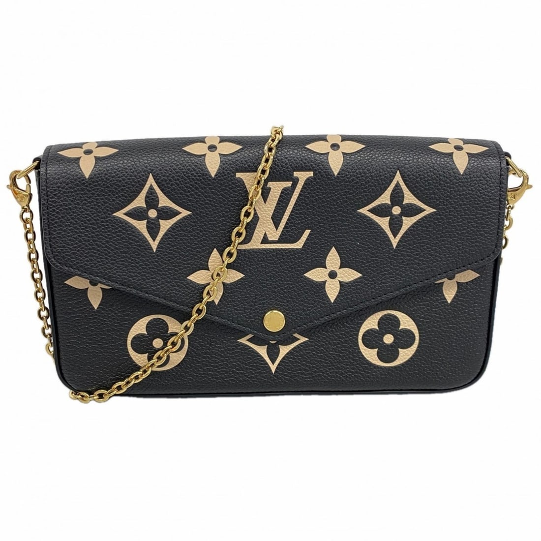 Louis Vuitton Monogram Empreinte Bicolor Pochette Felicie M80482 Black Beige Women's Wallet/Shoulder (1 of 17)