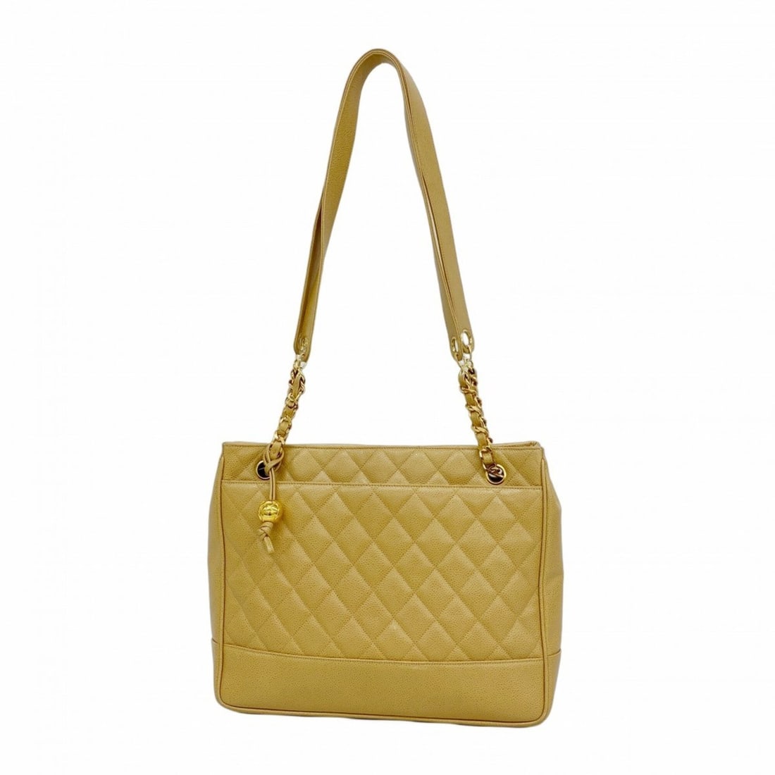 Chanel Tote Bag/Chain Tote, Matelassé, Caviar Leather, Light Brown, Women's (1 of 13)