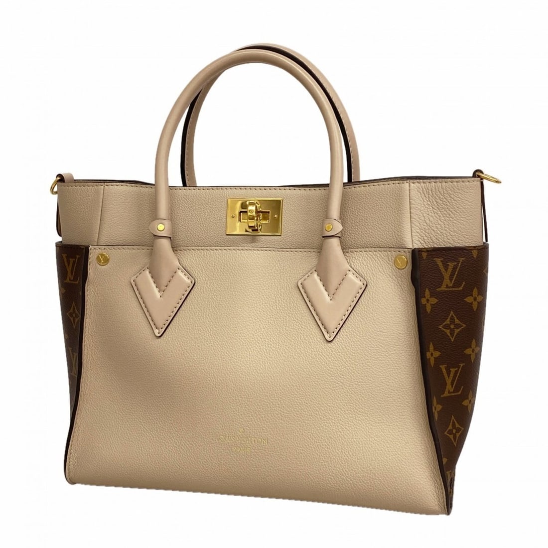Louis Vuitton Monogram On My Side MM Handbag M58485 Brown Greige Women's (1 of 17)