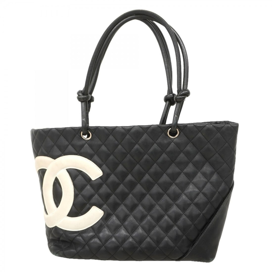 Chanel Cambon Lambskin Tote Bag, Black and White, Women's: --- Catalog ---Category: SizeSize (HxWxD): 25cm x 29.5cm x 14.5cm / 9.84'' x 11.61'' x 5.7''Category: DesignType: Tote bagColor: Black, WhiteGender: WomenMaterial: Leather Hardware Color: SilverLeathe