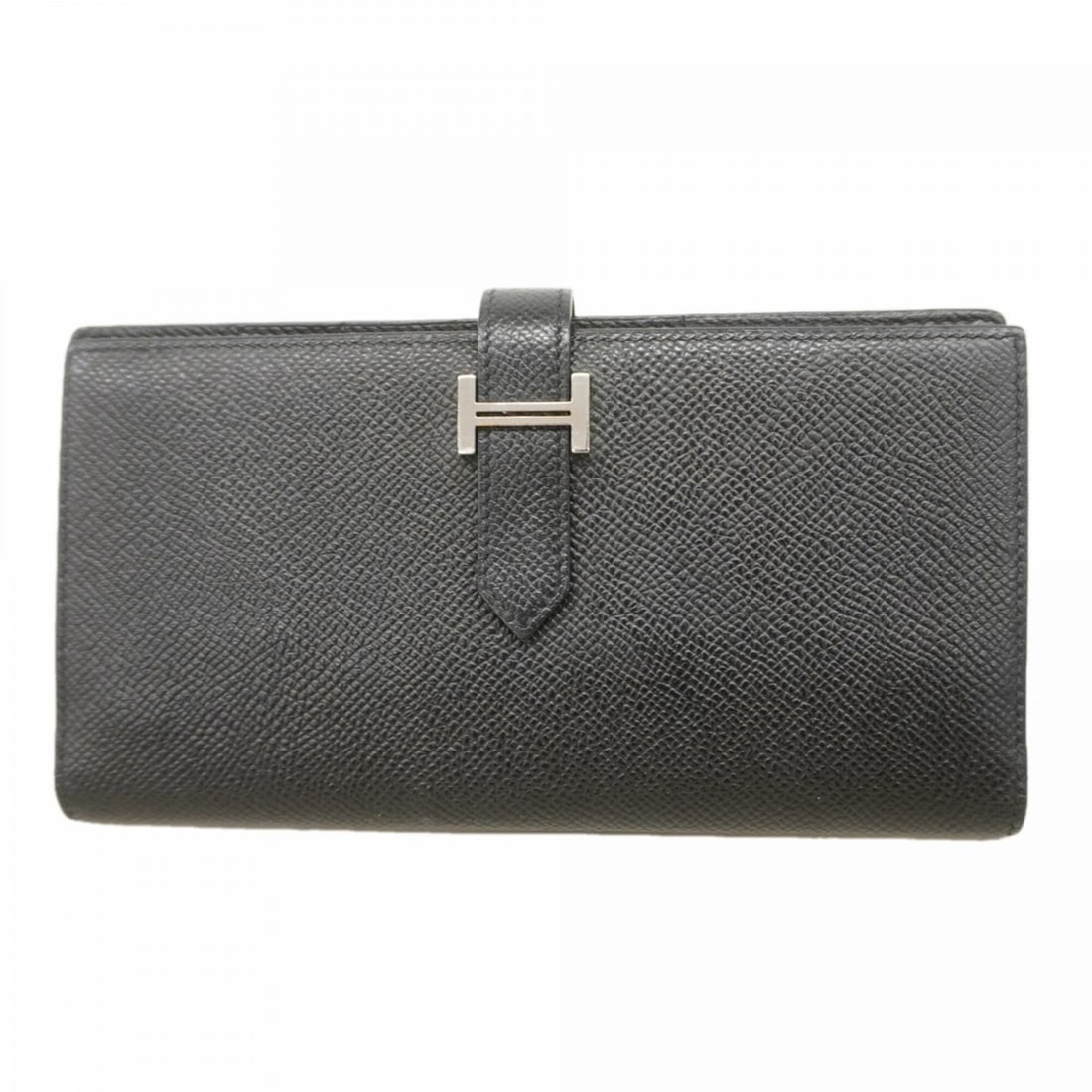 Hermes Bearn Soufflet Long Wallet, Veau Epsom Leather, Black, D Stamp, Men's/Women's (1 of 16)
