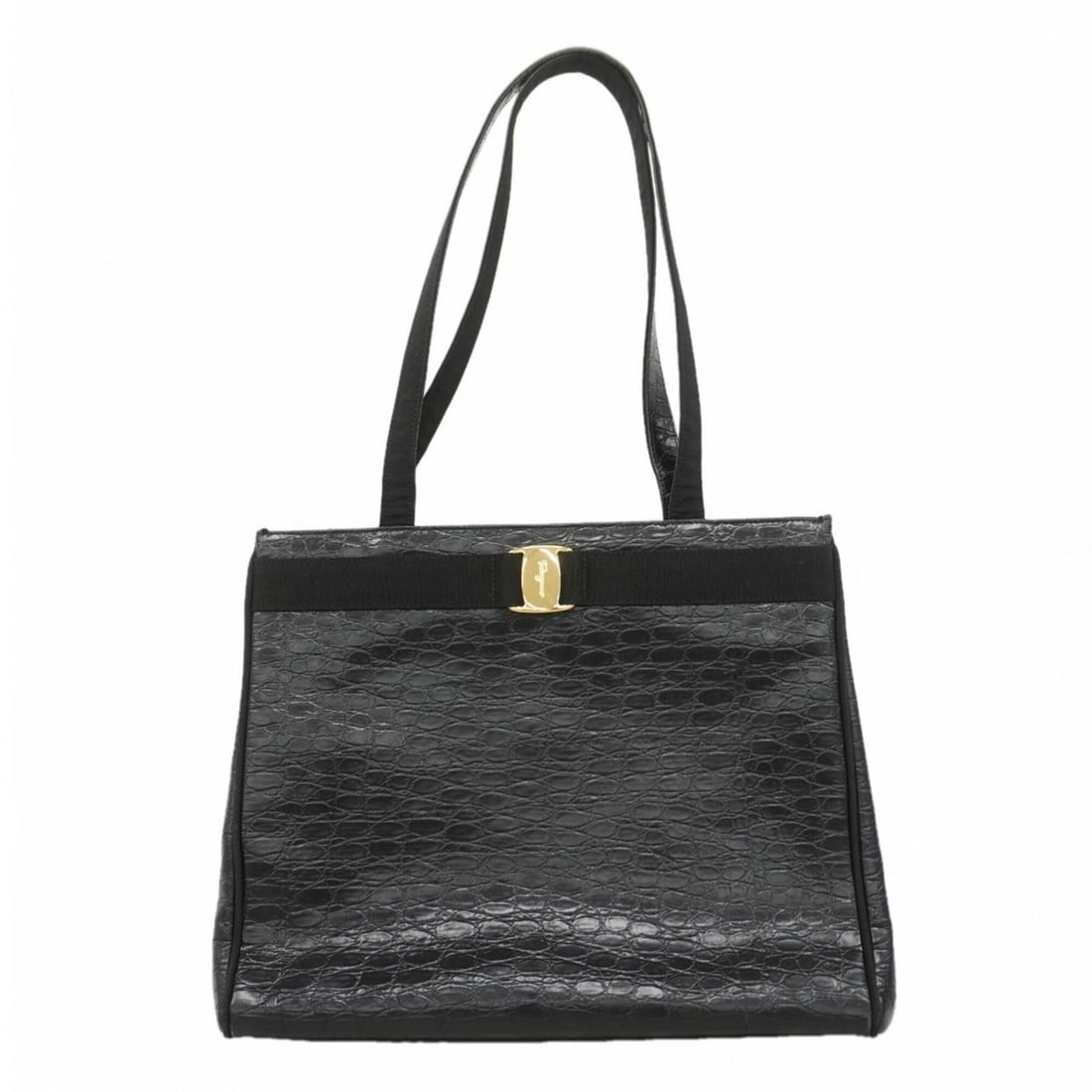 Salvatore Ferragamo Vara Leather Shoulder Bag, Black, Women's, P3004872: --- Catalog ---Category: SizeSize (HxWxD): 30cm x 35cm x 12.5cm / 11.81'' x 13.77'' x 4.92''Category: DesignType: Shoulder bagColor: BlackGender: WomenMaterial: Leather Hardware Color: GoldCategory: G
