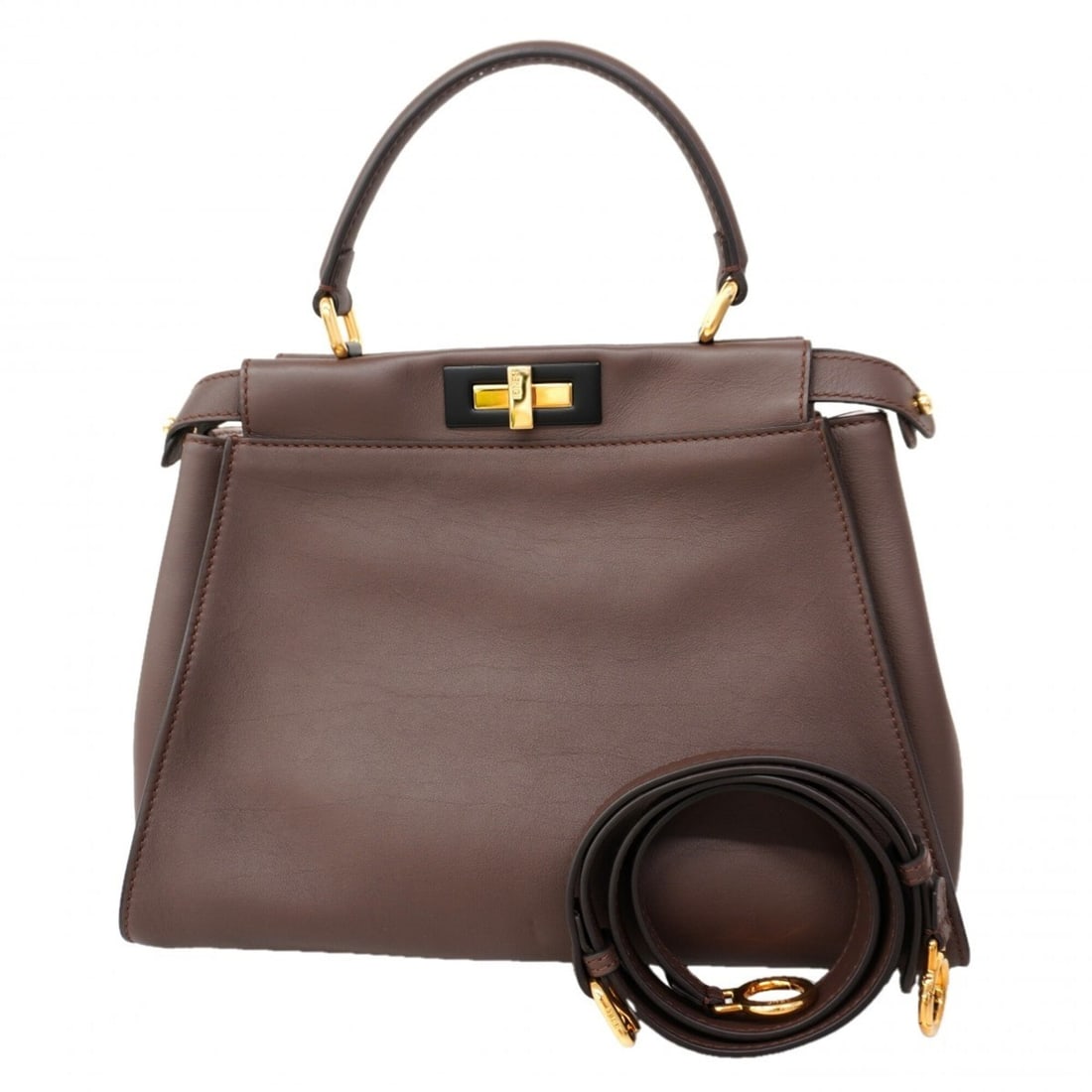 Fendi Peekaboo Leather Handbag, Brown, 2-way Bag for Women, P2983922: --- Catalog ---Category: SizeSize (HxWxD): 26cm x 33.5cm x 11.5cm / 10.23'' x 13.18'' x 4.52''Category: DesignType: HandbagColor: BrownGender: WomenMaterial: Leather Hardware Color: GoldCategory: Gene