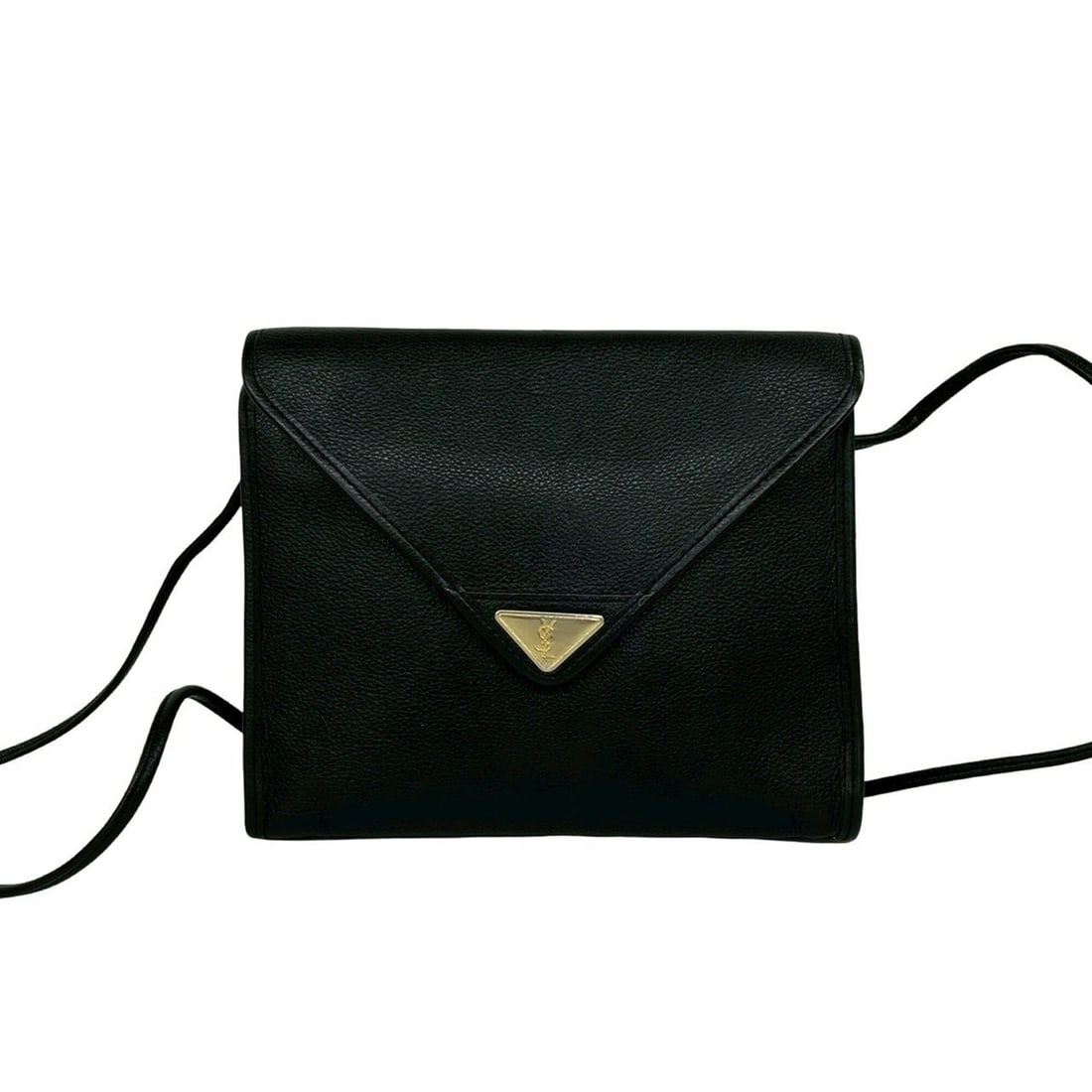 YVES SAINT LAURENT Vintage YSL Logo Hardware Leather Shoulder Bag Black 42102 (1 of 13)