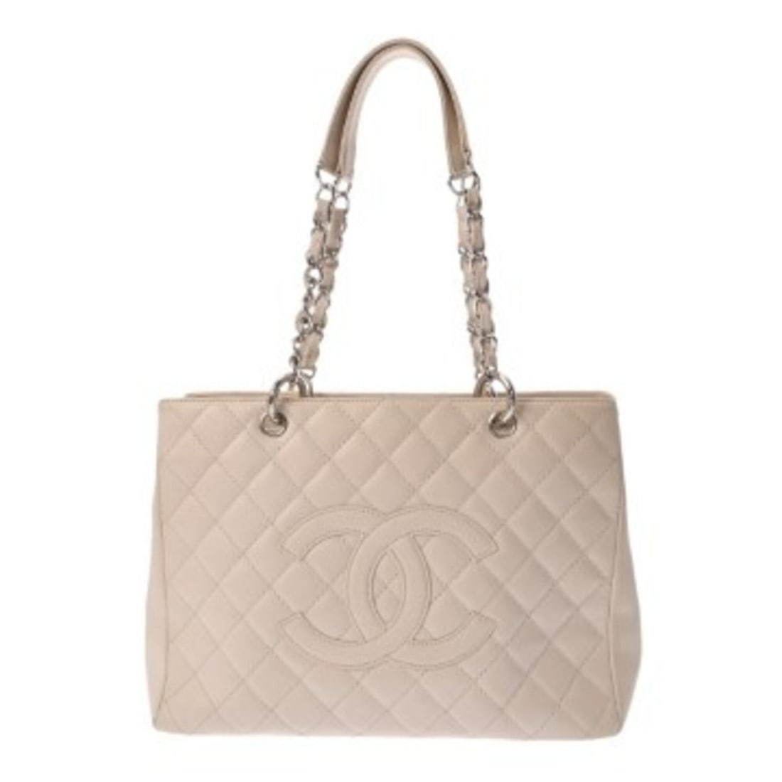 CHANEL Grand Shopping Tote (GST) Ivory A50995 Women's Caviar Leather Bag, AB Rank, Used, Ginzo: --- Catalog ---Category: SizeSize (HxWxD): 24cm x 33cm x 12.5cm / 9.44'' x 12.99'' x 4.92''Category: DesignType: Tote bagColor: IvoryGender: WomenMaterial: Grained Calfskin Category: GeneralMPN: