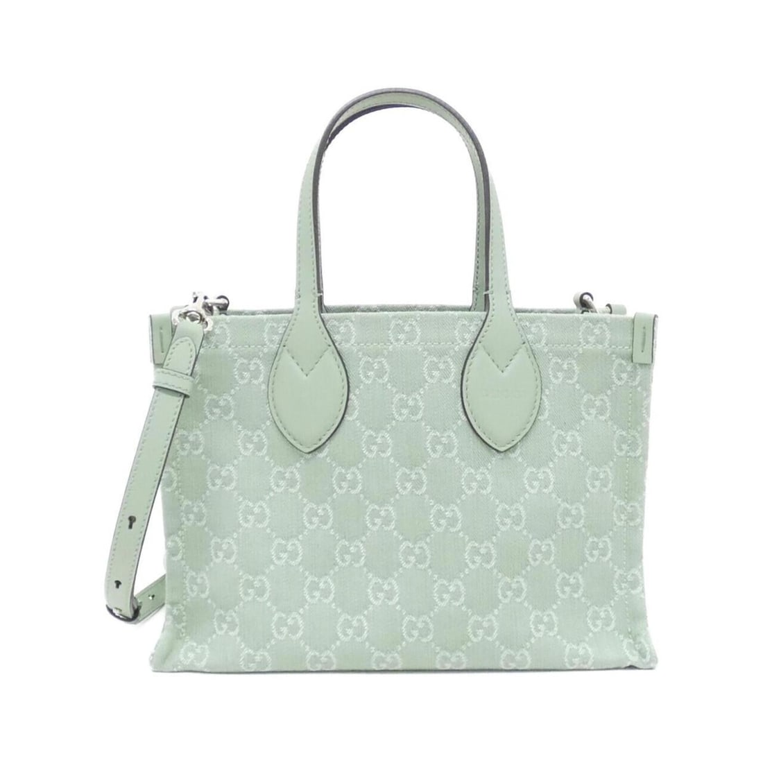 Gucci OPHIDIA 772183 FAC8Q Handbag: --- Catalog ---Category: SizeSize (HxWxD): 19cm x 27cm x 11cm / 7.48'' x 10.62'' x 4.33''Category: DesignType: Handbag, PouchColor: Pale greenGender: WomenMaterial: Denim Hardware Color: