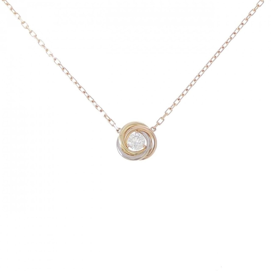 Cartier Trinity Necklace: --- Catalog ---Category: SizePendant Size: 8.4mm x 8.7mm / 0.33'' x 0.34''Neck Circumference: 38 cm - 41 cm / 14.96'' - 16.14''Category: DesignStone: DiamondGender: WomenMaterial: Pink gold (18K),