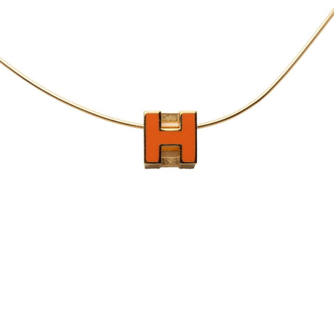 Hermes Cage d'H H-Cube Necklace, Gold Orange Plated Enamel, Women's HERMES: --- Catalog ---Category: SizePendant Size: 11.8mm x 11.8mm / 0.46'' x 0.46''Neck Circumference: 43 cm / 16.92''Category: DesignColor: Gold, OrangeGender: WomenMaterial: Enamel, Gold platingNecklace