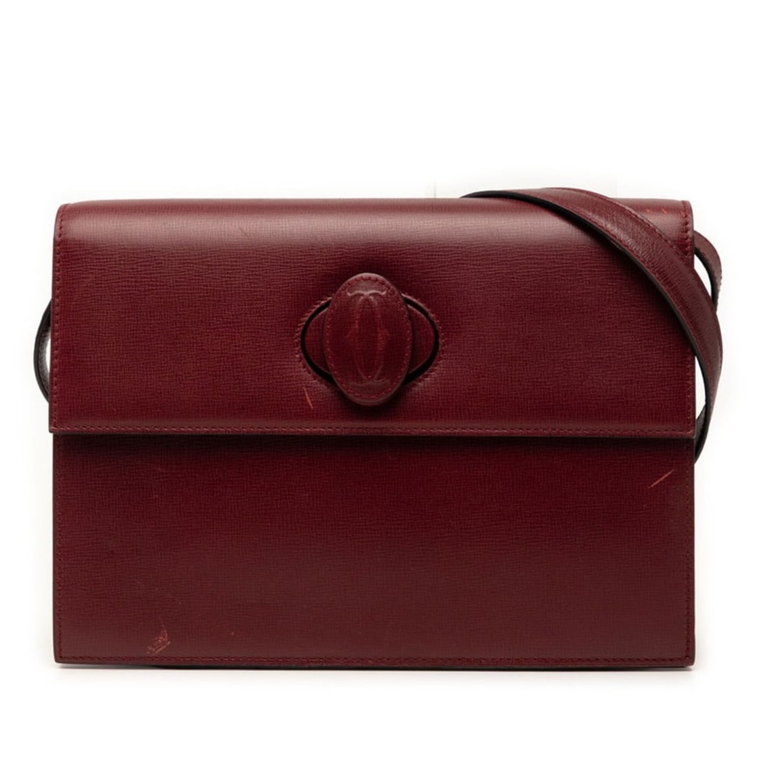 Cartier Crossbody Shoulder Bag, Wine Red/Bordeaux Leather, Women's.: --- Catalog ---Category: SizeSize (HxWxD): 18cm x 24.5cm x 3.5cm / 7.08'' x 9.64'' x 1.37''Category: DesignType: Shoulder bagColor: Bordeaux, Wine redGender: WomenMaterial: Leather Category: GeneralBr