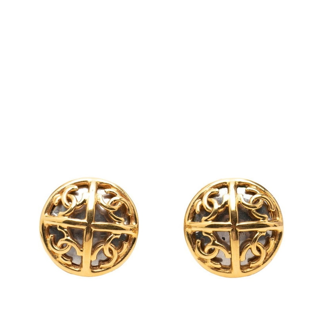 Chanel Vintage Coco Mark Earrings 93P Gold Plated Women's CHANEL (1 of 12)