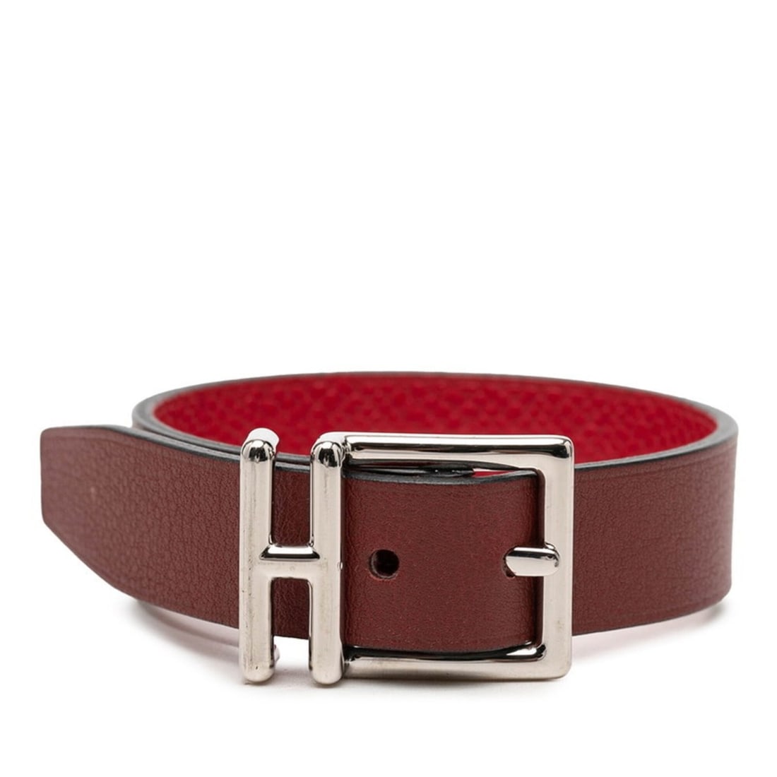 Hermes Nathan Reversible Bracelet, Red and Brown Leather, Women's HERMES (1 of 12)
