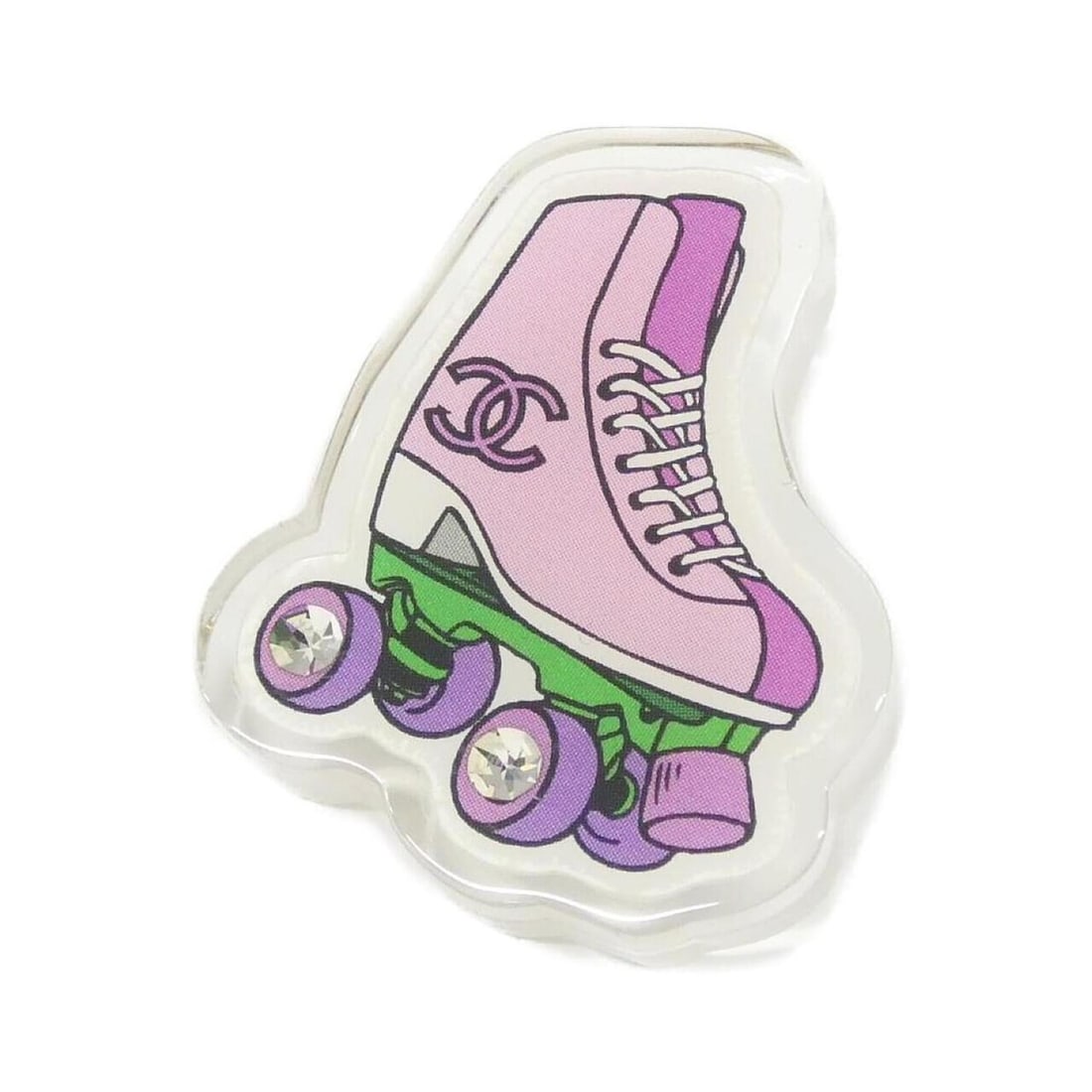 Chanel ABC839 Pin Brooch: --- Catalog ---Category: SizeSize (HxWxD): 3.3cm x 2.8cm / 1.29'' x 1.1''Category: DesignType: Pin broochColor: Green, Pink, PurpleGender: WomenCategory: GeneralMPN: ABC839Brand: Chanel--- Item List