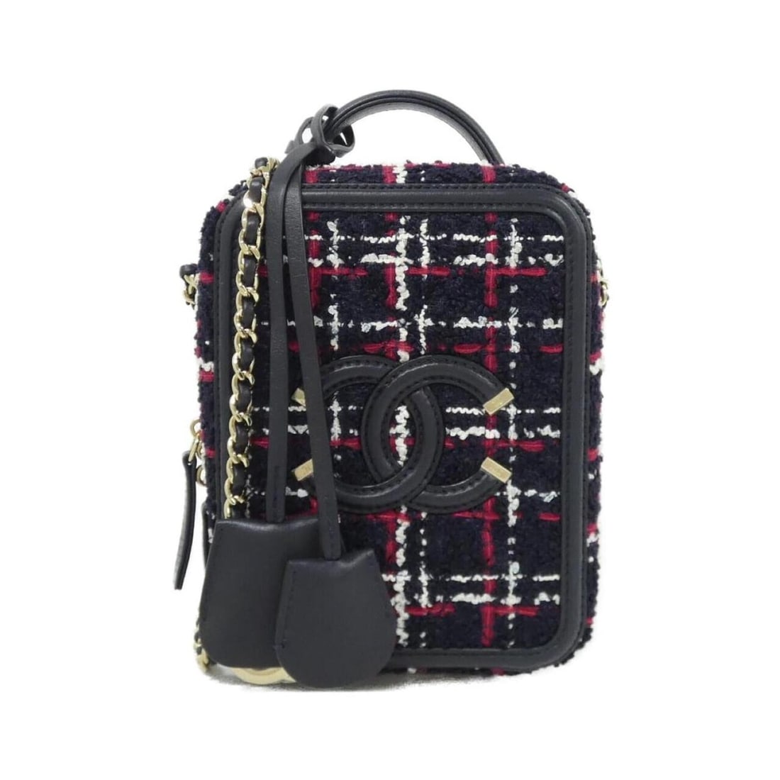 Chanel AS0988 handbag: --- Catalog ---Category: SizeSize (HxWxD): 17cm x 13cm x 7cm / 6.69'' x 5.11'' x 2.75''Category: DesignType: HandbagColor: Navy, Red color, WhiteGender: WomenMaterial: Tweed Category: GeneralMPN:
