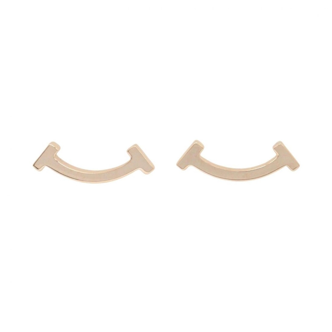 Tiffany & Co. T Smile Mini Earrings, 18K Pink Gold (PG), Women's Gold-Tone Earrings (1 of 9)