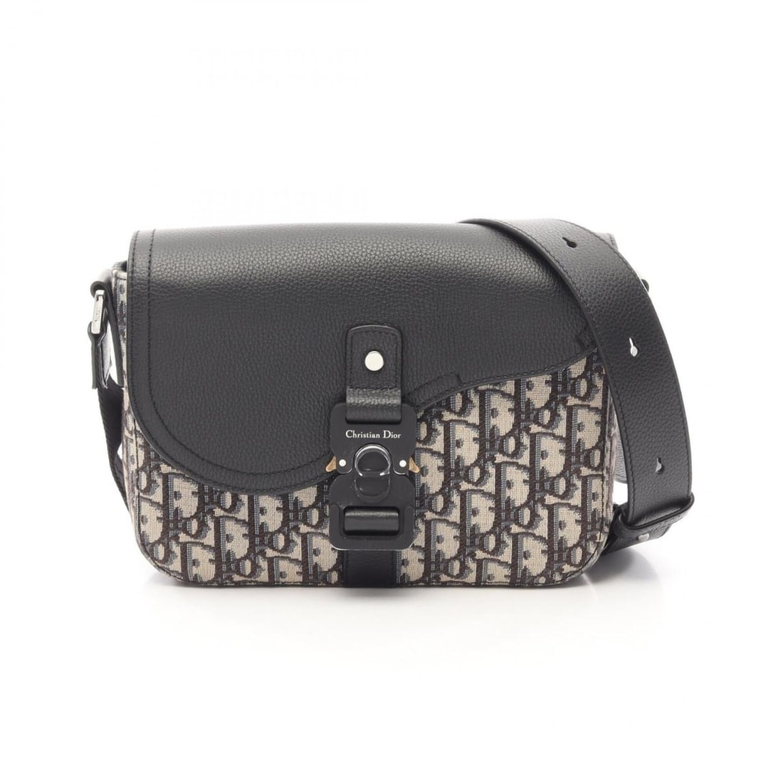Christian Dior Dior SADDLE Saddle Bag Oblique Shoulder Handbag Canvas Leather Men's Navy Beige Black (1 of 13)