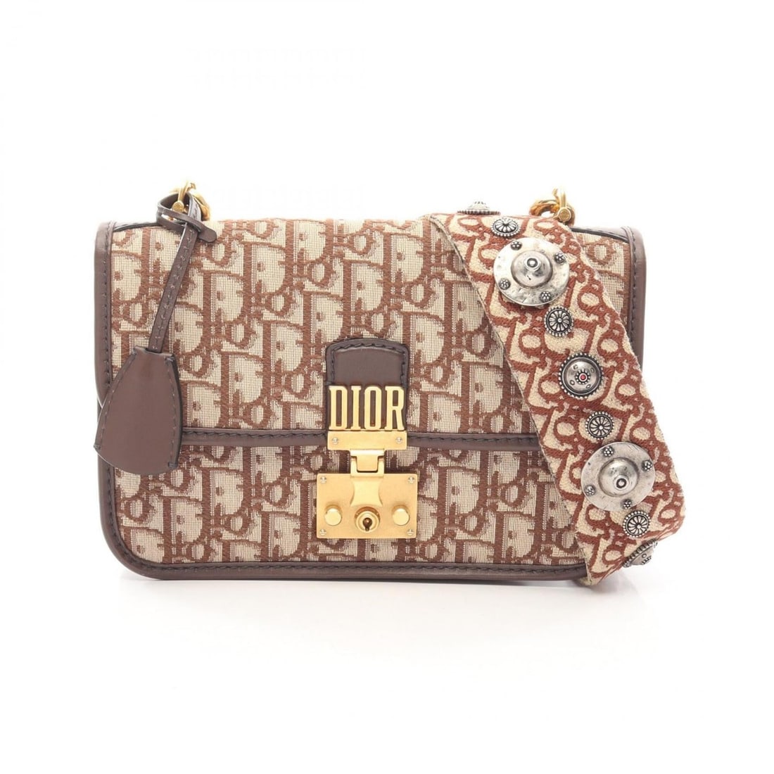 Christian Dior Dior DIORADDICT Oblique Jacquard Shoulder Bag/Handbag, Canvas and Leather, Women's, (1 of 18)