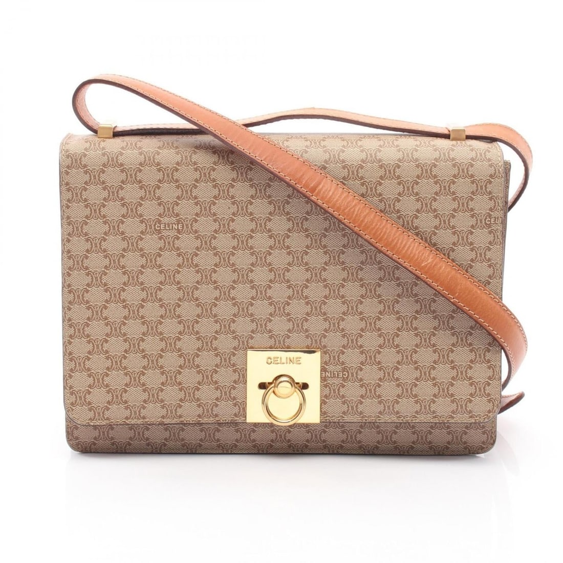 Celine Triomphe Shoulder Bag/Handbag, Coated Canvas and Leather, Women's, Beige/Brown (1 of 18)