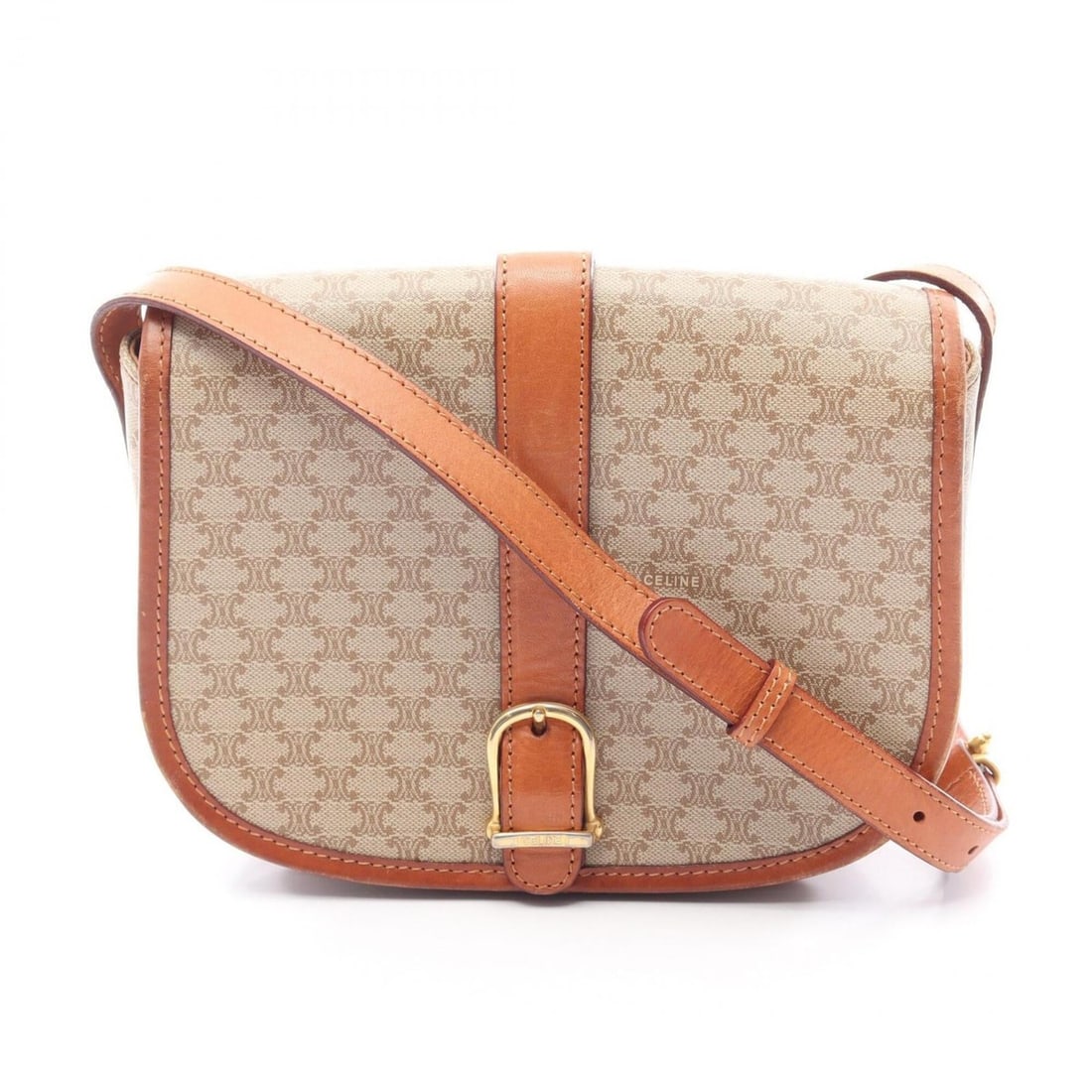 Celine Triomphe Shoulder Bag/Handbag, Coated Canvas and Leather, Women's, Beige/Brown: --- Catalog ---Category: SizeSize (HxWxD): 17cm x 20cm x 5cm / 6.69'' x 7.87'' x 1.96''Category: DesignType: Handbag, Shoulder bagColor: Beige, BrownGender: WomenMaterial: Coated canvas , Leather Cate
