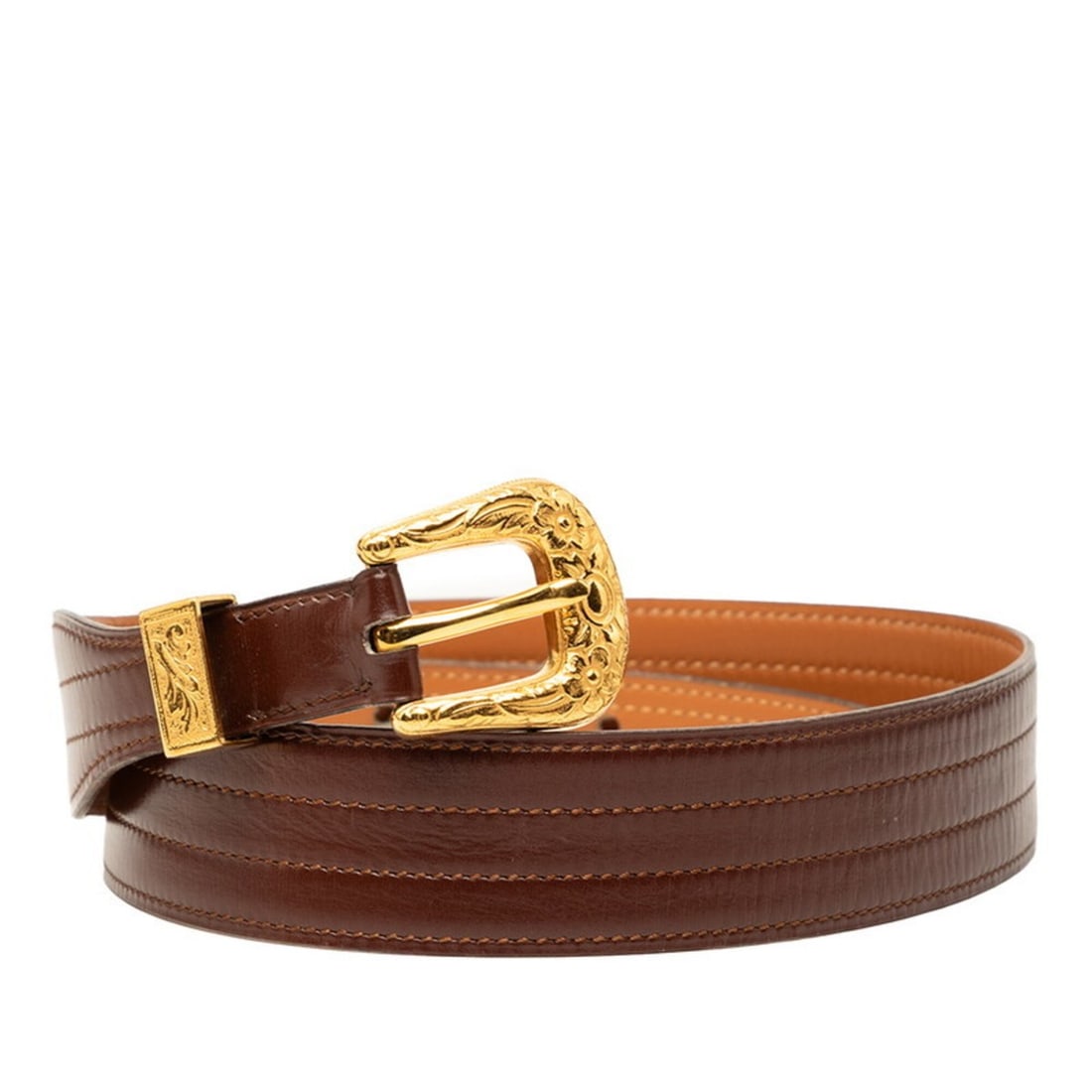 Hermes Vintage Flower Motif Belt, Size: 72, Brown Leather, Women's.: --- Catalog ---Category: SizeLength: 66cm - 73cm / 25.98'' - 28.74''Category: DesignType: Standard beltColor: BrownGender: WomenMaterial (Strap): Leather Category: GeneralBrand: Hermes--- Item List