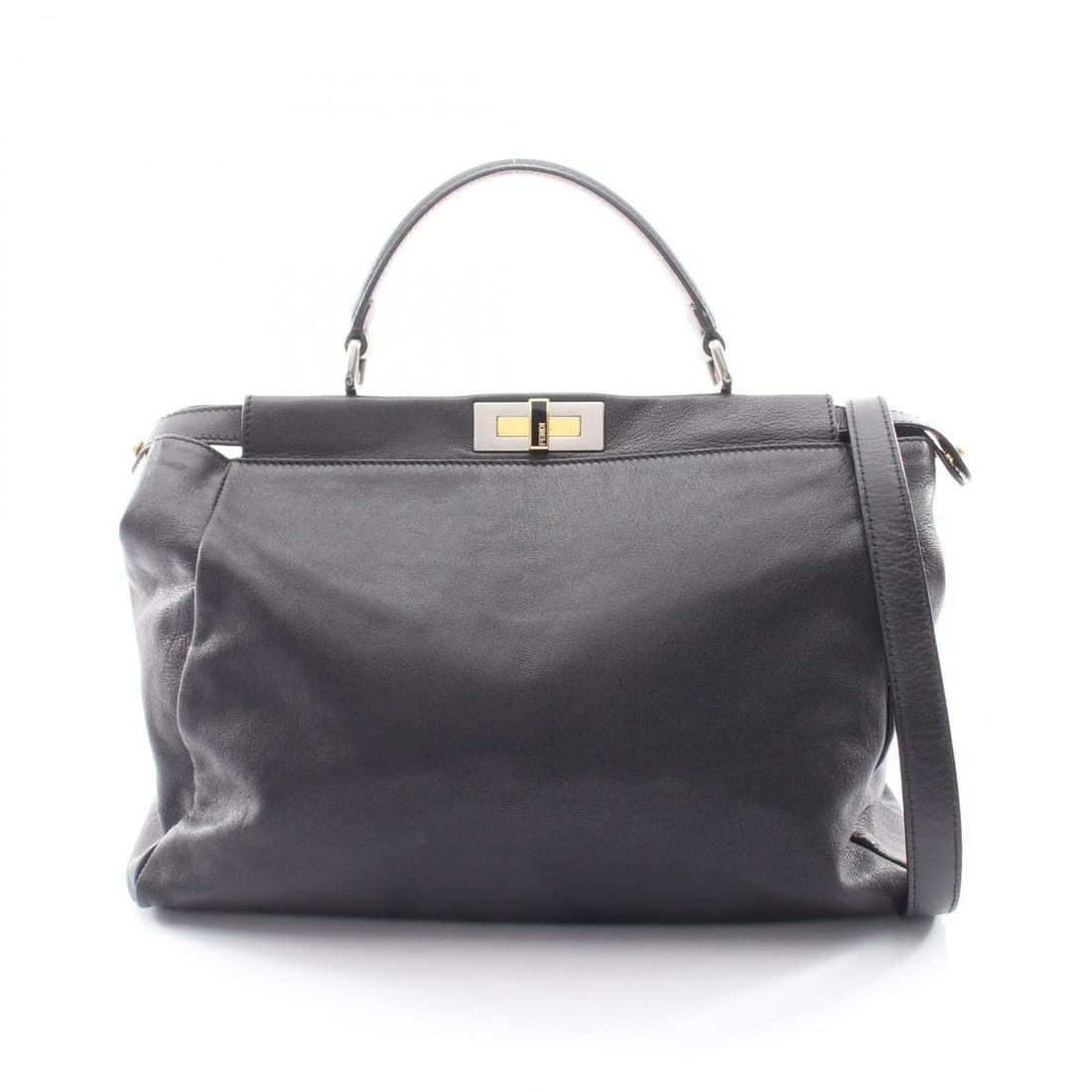 Fendi Peekaboo Large 2-Way Handbag, Leather, Women's, Black (8BN210): --- Catalog ---Category: SizeSize (HxWxD): 29cm x 40cm x 16cm / 11.41'' x 15.74'' x 6.29''Category: DesignType: HandbagColor: BlackGender: WomenMaterial: Leather Category: GeneralMPN: 8BN210Brand: