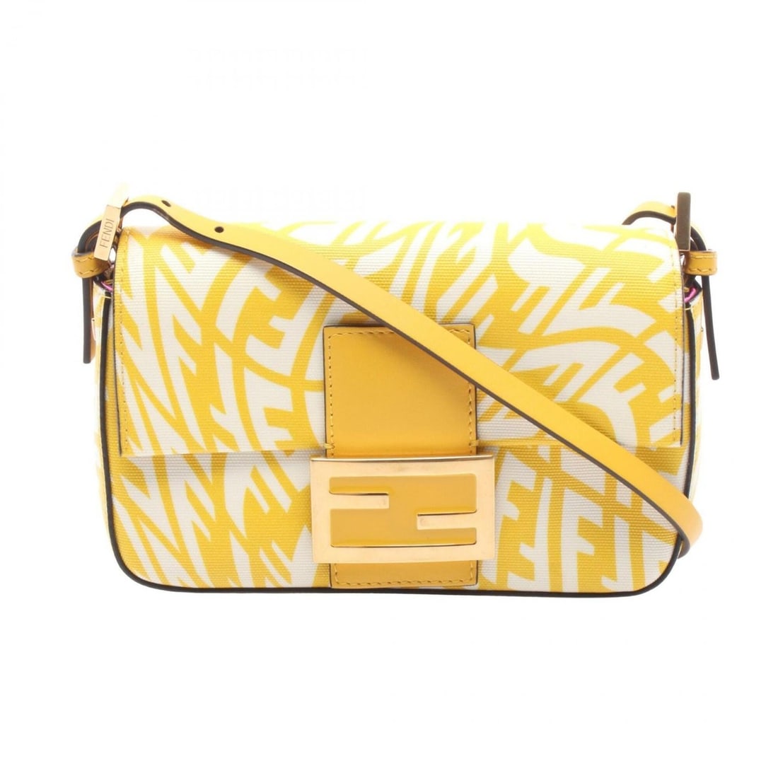 Fendi Baguette 1997 Small Shoulder Bag/Handbag, Coated Canvas and Leather, Women's, Yellow/White (1 of 18)