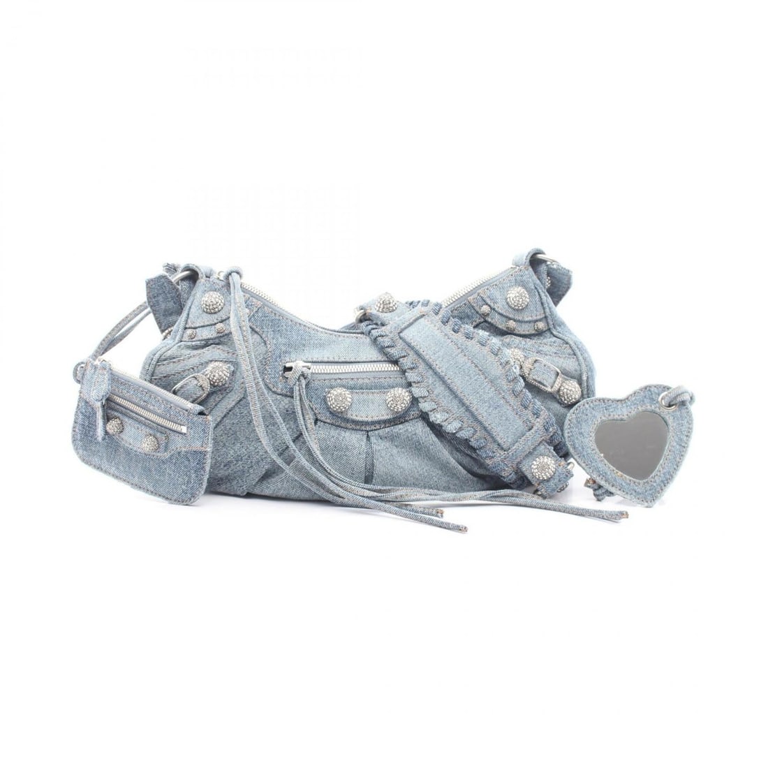 Balenciaga LE CAGOLE Rhinestone Shoulder Bag/Handbag, Denim, Women's, Blue, 6713072109U4715: --- Catalog ---Category: SizeSize (HxWxD): 16cm x 30cm x 8cm / 6.29'' x 11.81'' x 3.14''Category: DesignType: Handbag, Pouch, Shoulder bagColor: BlueGender: WomenMaterial: Denim Category: GeneralMPN: