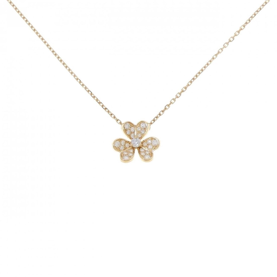 Van Cleef & Arpels Frivole Mini Necklace: --- Catalog ---Category: SizePendant Size: 10.6mm x 11.7mm / 0.41'' x 0.46''Neck Circumference: 38 cm - 40 cm / 14.96'' - 15.74''Category: DesignColor: Yellow goldStone: DiamondGender: WomenMaterial: