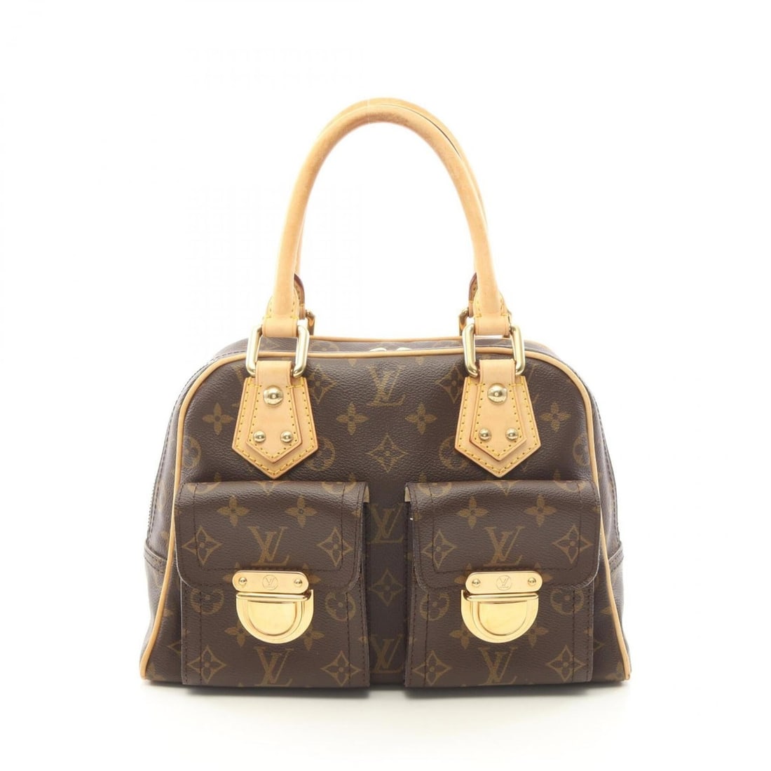 Louis Vuitton Manhattan PM Monogram Handbag, Coated Canvas Leather, Women's, Brown, M40026 (1 of 11)