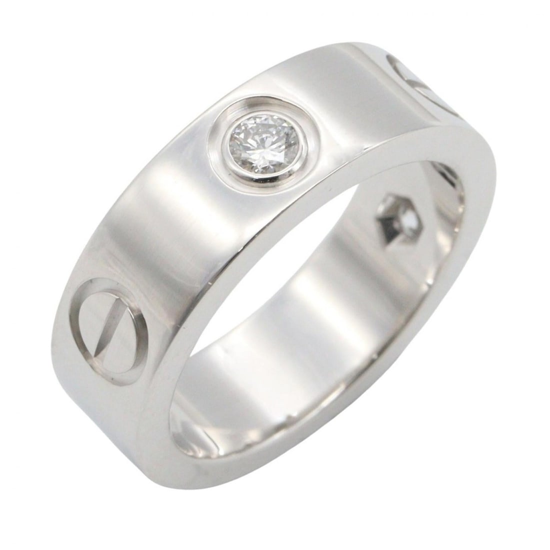 Cartier Love Ring 3PD - 18K White Gold (18KWG) Diamond for Women Silver/Clear Tone (1 of 13)