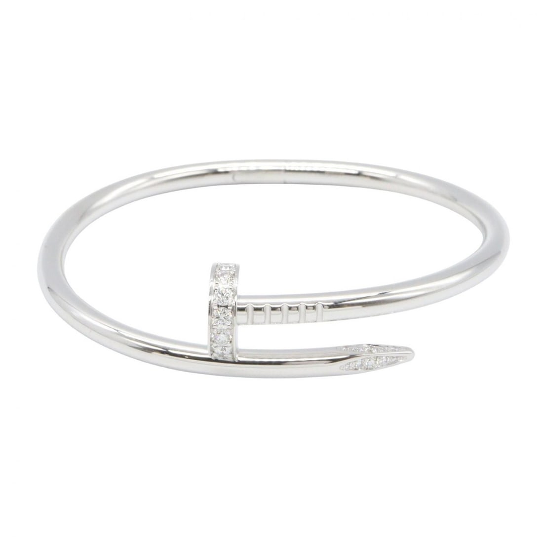 Cartier Juste un Clou Diamond Bracelet - 18K White Gold (18KWG) Women's Silver/Clear Tone: --- Catalog ---Category: SizeLength: 14.5cm / 5.7''Category: DesignType: Charm braceletColor: Clear, SilverStone: DiamondGender: WomenMaterial: White gold (18K)Category: GeneralBrand: Cartier--- Item 
