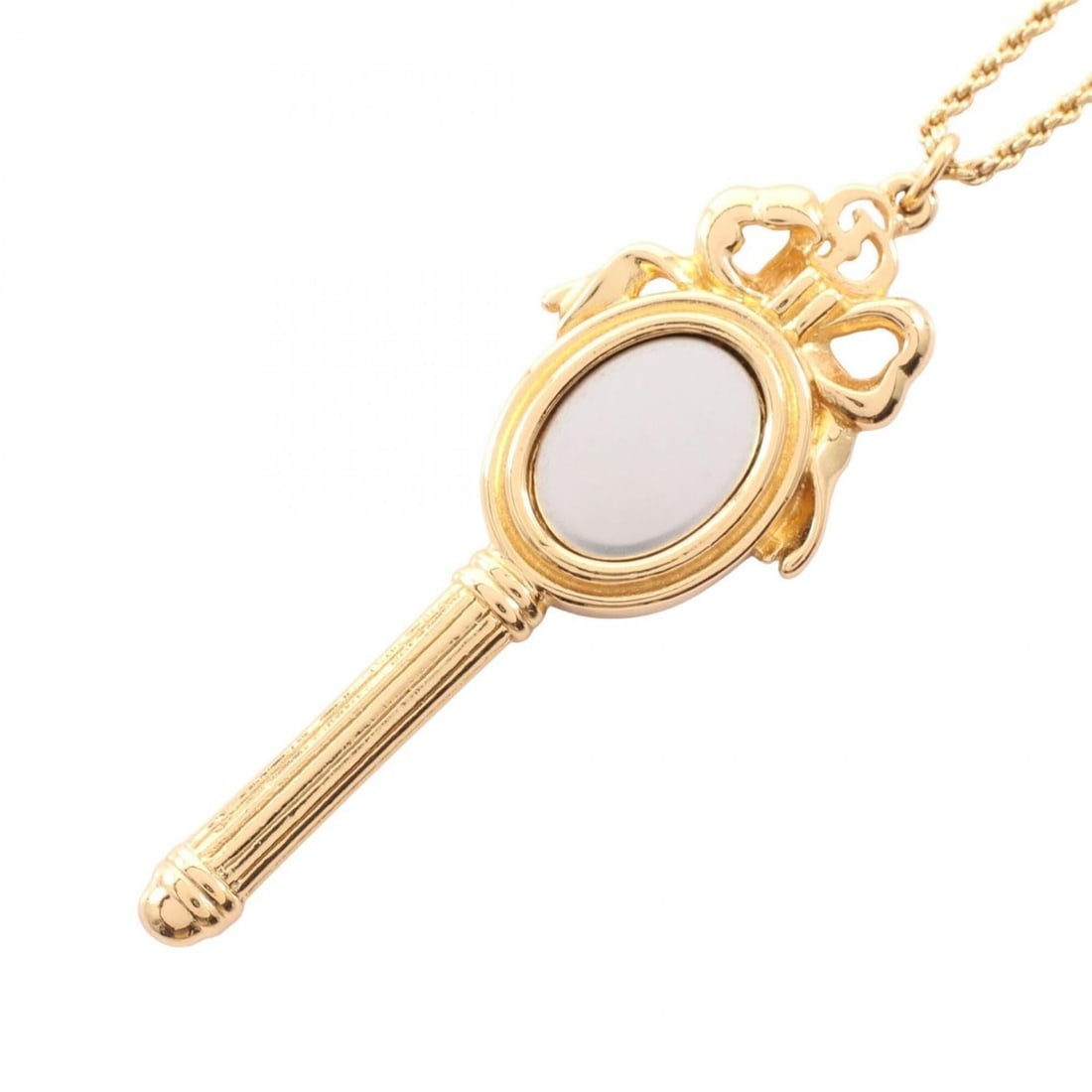 Christian Dior Mirror Motif Necklace, Gold Plated (GP), Women's, Tone: --- Catalog ---Category: SizePendant Size: 55mm x 20mm / 2.16'' x 0.78''Neck Circumference: 60.5 cm / 23.81''Category: DesignColor: GoldGender: WomenMaterial: Gold platingNecklace Type: NecklaceCatego