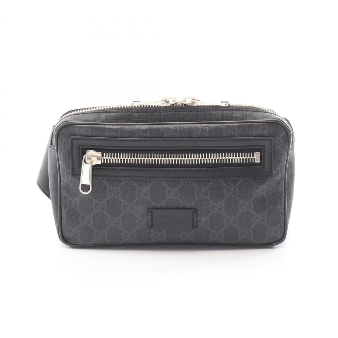 Gucci Soft GG Supreme Sherry Line Waist Bag/Handbag, Coated Canvas and Leather, Men's, Black/Gray, (1 of 11)