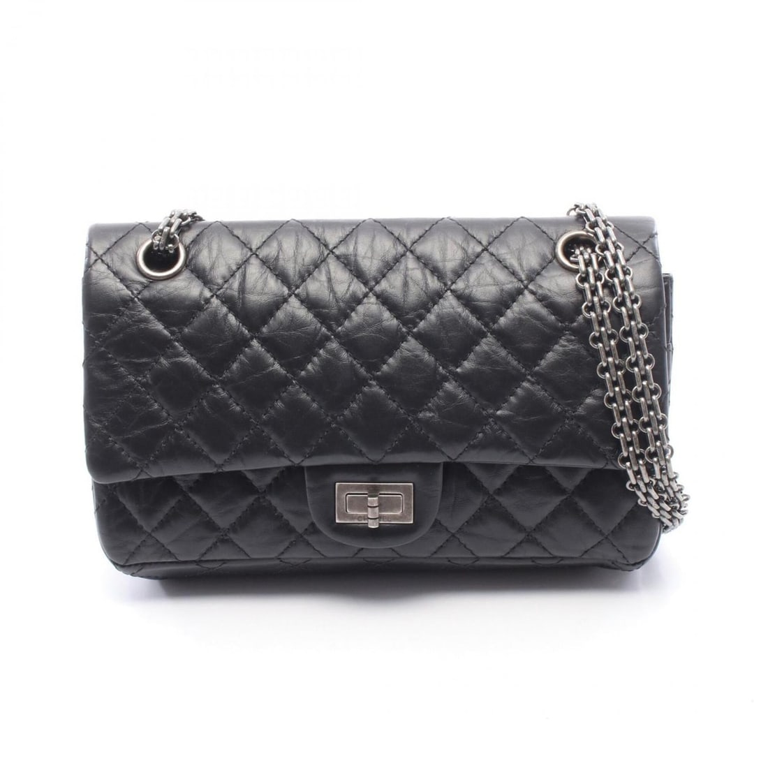 Chanel 2.55 Matelassé Mademoiselle Chain Shoulder Bag/Handbag, Calfskin Leather, Women's, Black (1 of 10)