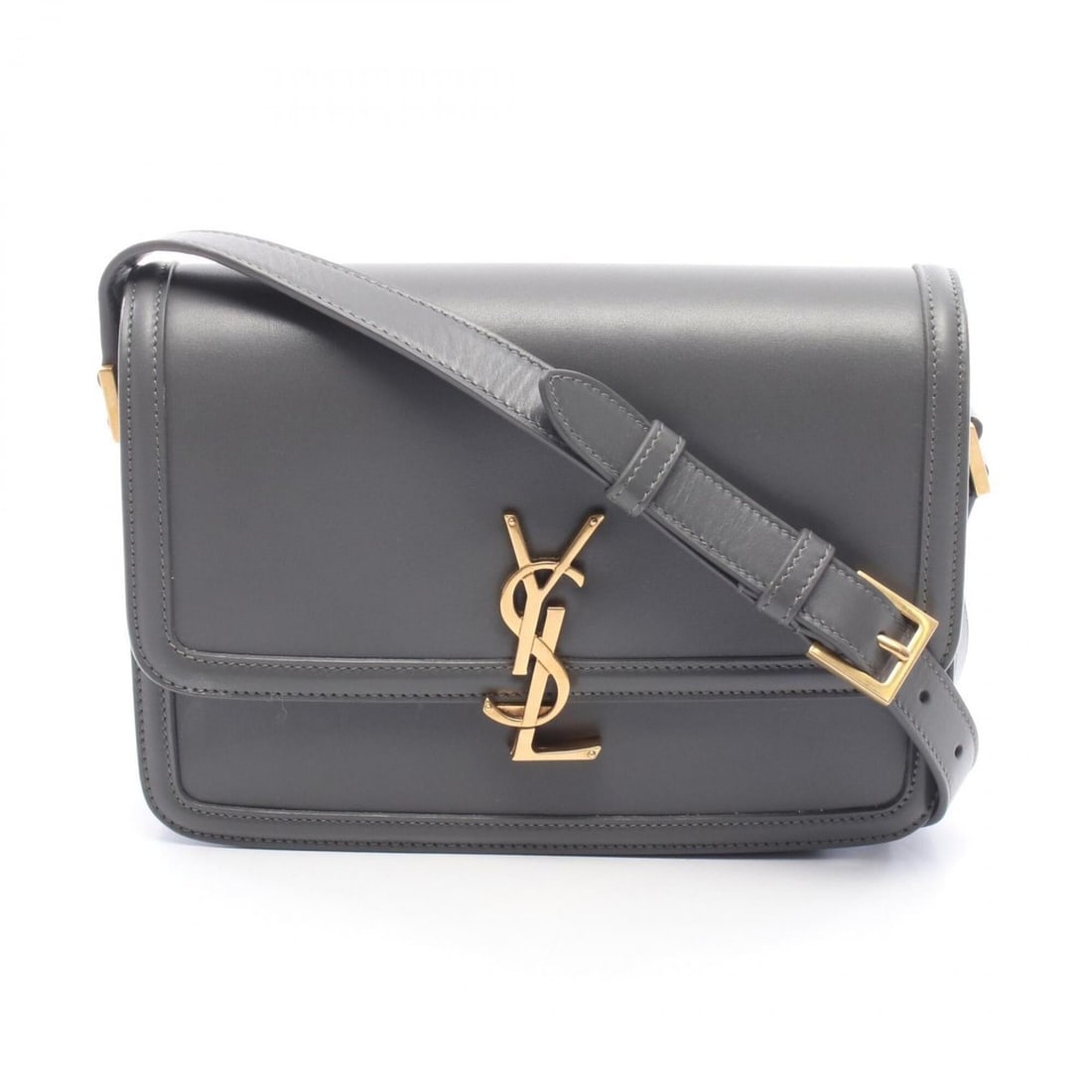 Yves Saint Laurent Saint Laurent Paris Solferino Shoulder Bag/Handbag, Leather, Women's, Gray, (1 of 10)