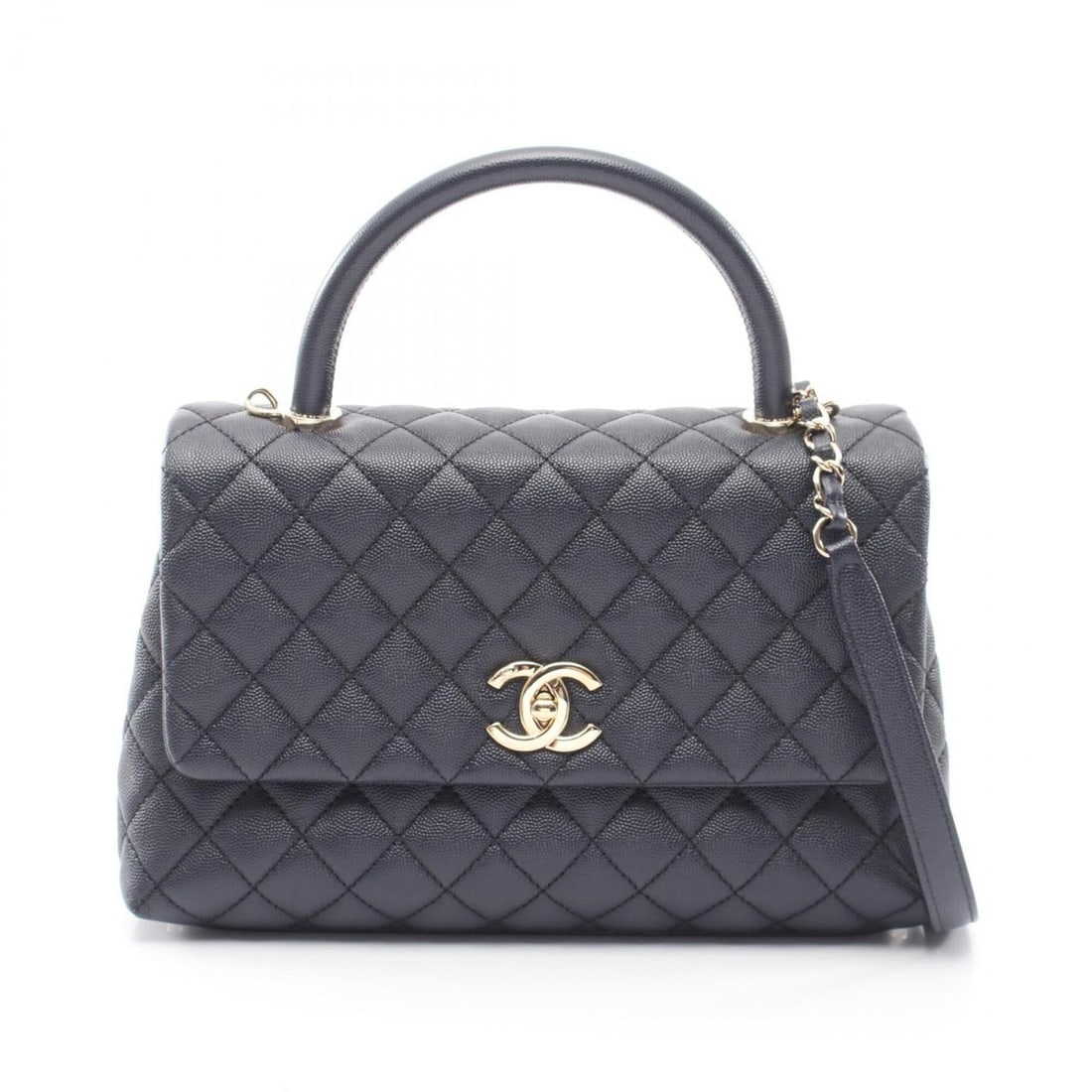 Chanel Coco Handle 29 Top Flap Handbag, Matelassé Calfskin Leather, Women's, Navy, A92991: --- Catalog ---Category: SizeSize (HxWxD): 17cm x 28cm x 11cm / 6.69'' x 11.02'' x 4.33''Category: DesignType: HandbagColor: NavyGender: WomenMaterial: Leather Leather/Fur Type: CalfskinCategory: Gene