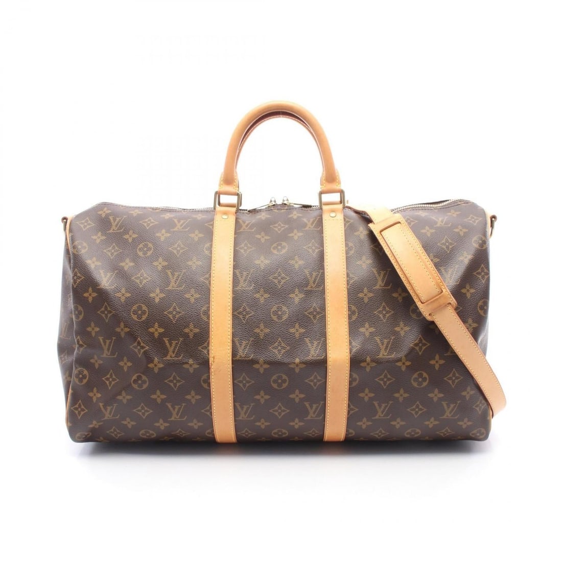 Louis Vuitton Keepall Bandoulière 50 Monogram 2-Way Boston Bag/Handbag, Coated Canvas and Leather,: --- Catalog ---Category: SizeSize (HxWxD): 30cm x 50cm x 22cm / 11.81'' x 19.68'' x 8.66''Category: DesignType: Boston bag, HandbagColor: BrownGender: Men,WomenMaterial: Leather , Coated canvas Catego