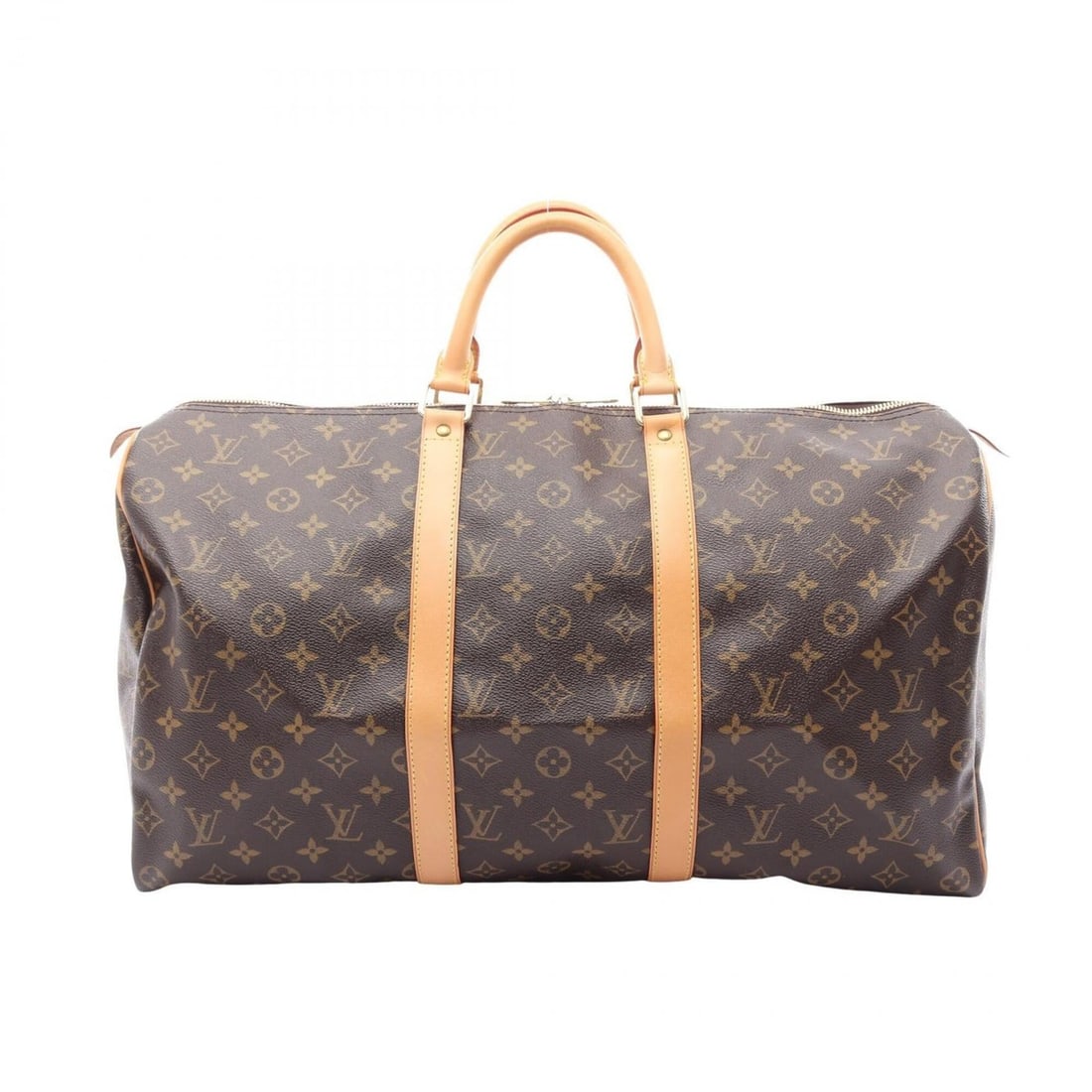 Louis Vuitton Keepall 50 Monogram Boston Bag Handbag, Coated Canvas and Leather, Pattern, Men's: --- Catalog ---Category: SizeSize (HxWxD): 28cm x 51cm x 21.5cm / 11.02'' x 20.07'' x 8.46''Category: DesignType: Boston bag, HandbagColor: BrownGender: Men,WomenMaterial: Monogram Category: GeneralMP