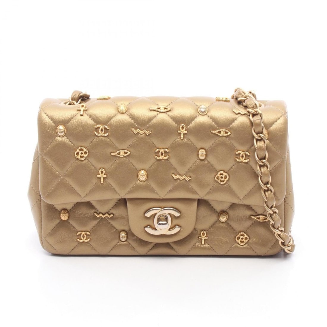 Chanel Mini Matelassé 20 Shoulder Bag/Handbag, Leather, Women's, Gold Tone, A69900 (1 of 15)