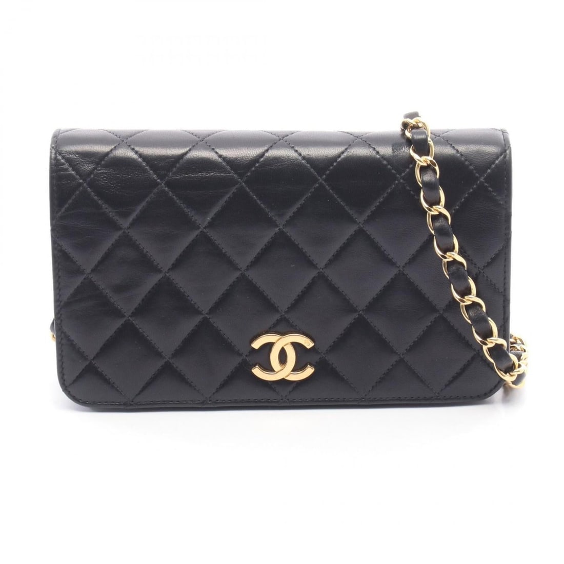 Chanel Mini Matelassé Full Flap Shoulder Bag/Handbag, Lambskin Leather, Women's, Black (1 of 13)