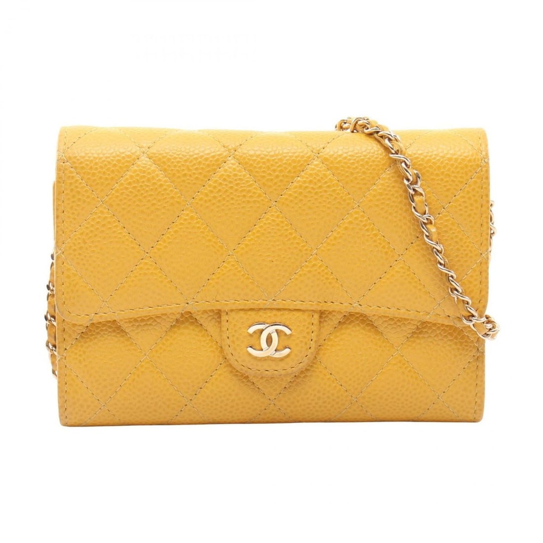 Chanel Matelassé Mini Shoulder Bag/Handbag, Caviar Leather (Grained Calfskin), Women's, Yellow (1 of 10)