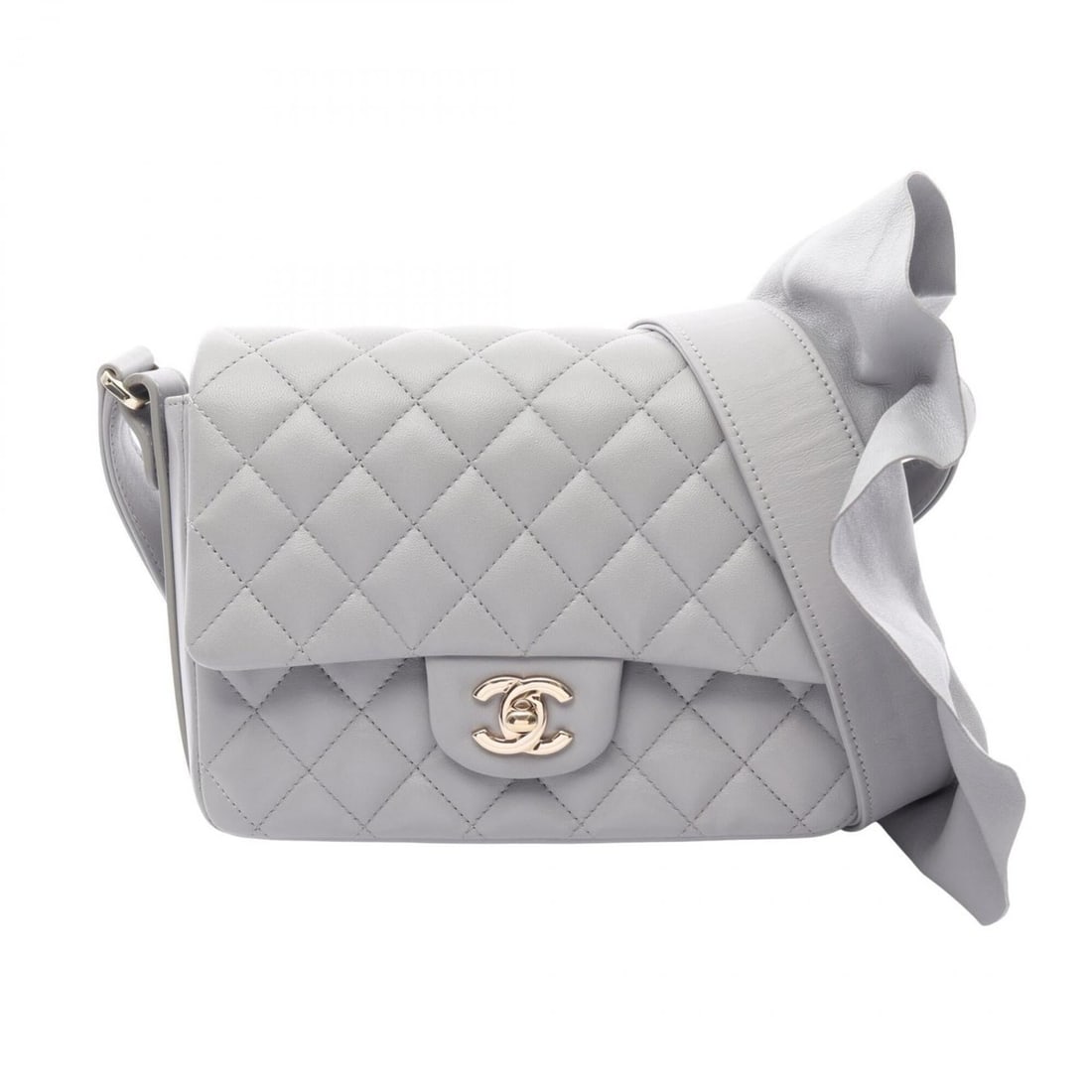 Chanel Matelassé Frill Shoulder Bag/Handbag, Lambskin Leather, Women's, Gray (1 of 12)