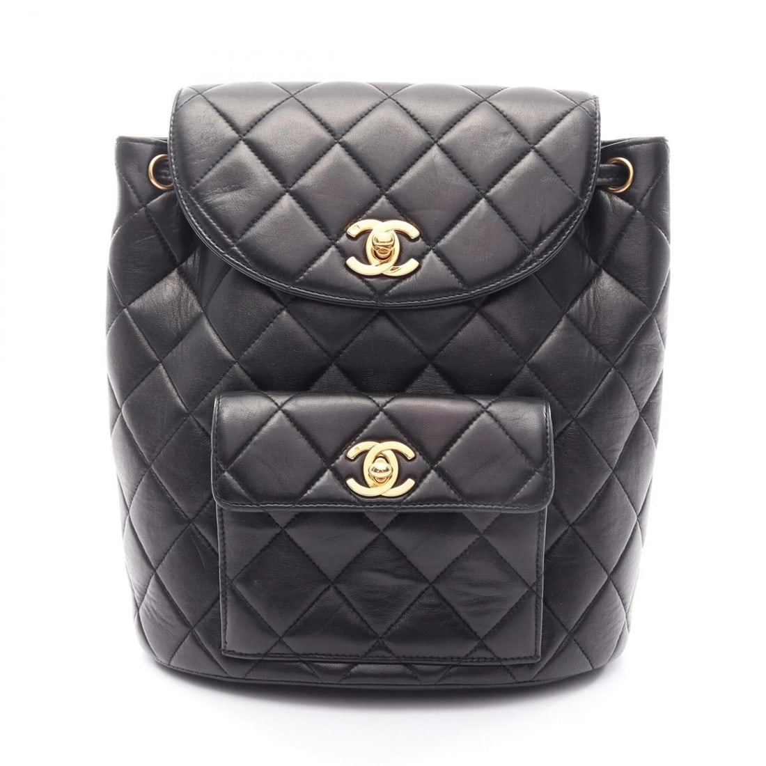 Chanel Matelassé Turnlock Backpack/Handbag, Lambskin Leather, Women's, Black (1 of 17)