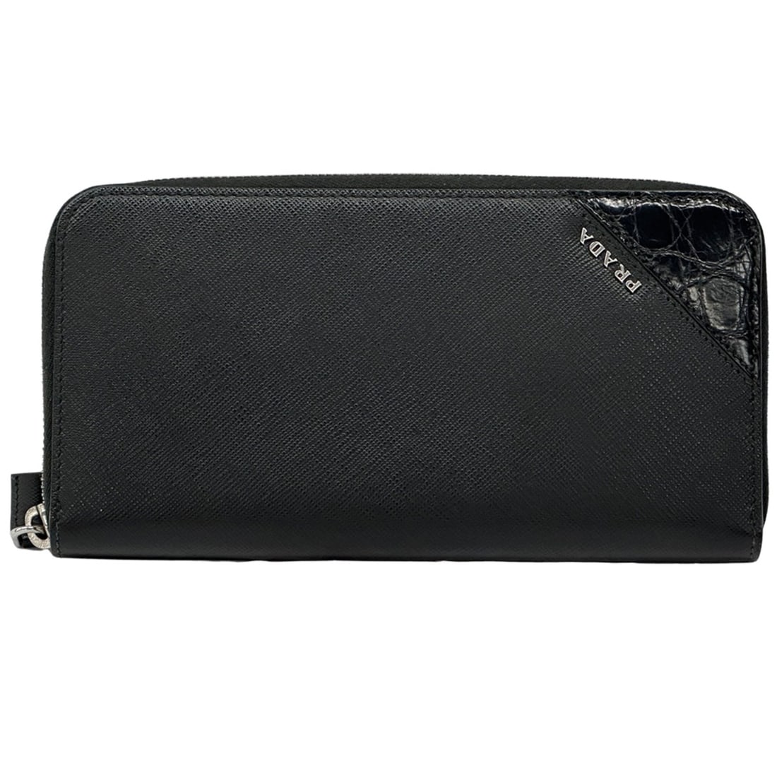 Prada PRADA Men's Wallet, Brand Name Long Saffiano Leather, Black, Round Zipper (1 of 16)