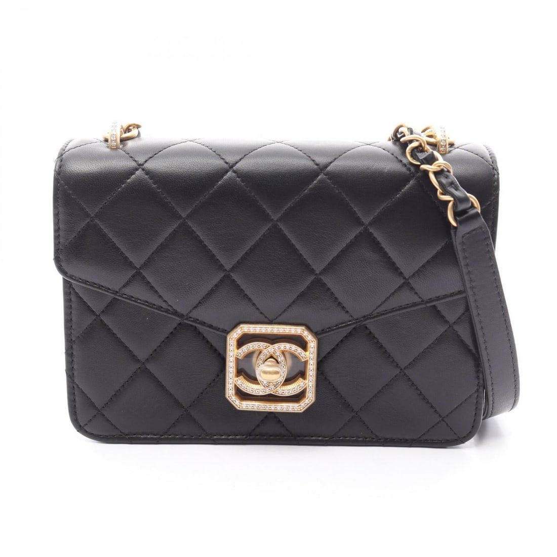 Chanel Matelassé Shoulder Bag/Handbag, Lambskin Leather, Women's, Black (AS2840) (1 of 10)