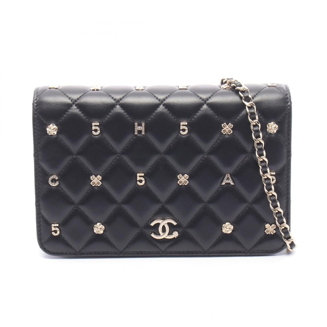 Chanel Matelassé Icon Charm Shoulder Bag/Handbag, Lambskin Leather, Women's, Black: --- Catalog ---Category: SizeSize (HxWxD): 12.5cm x 19cm x 3cm / 4.92'' x 7.48'' x 1.18''Category: DesignType: Handbag, Shoulder bagColor: BlackGender: WomenMaterial: Leather Leather/Fur Type: Lambski