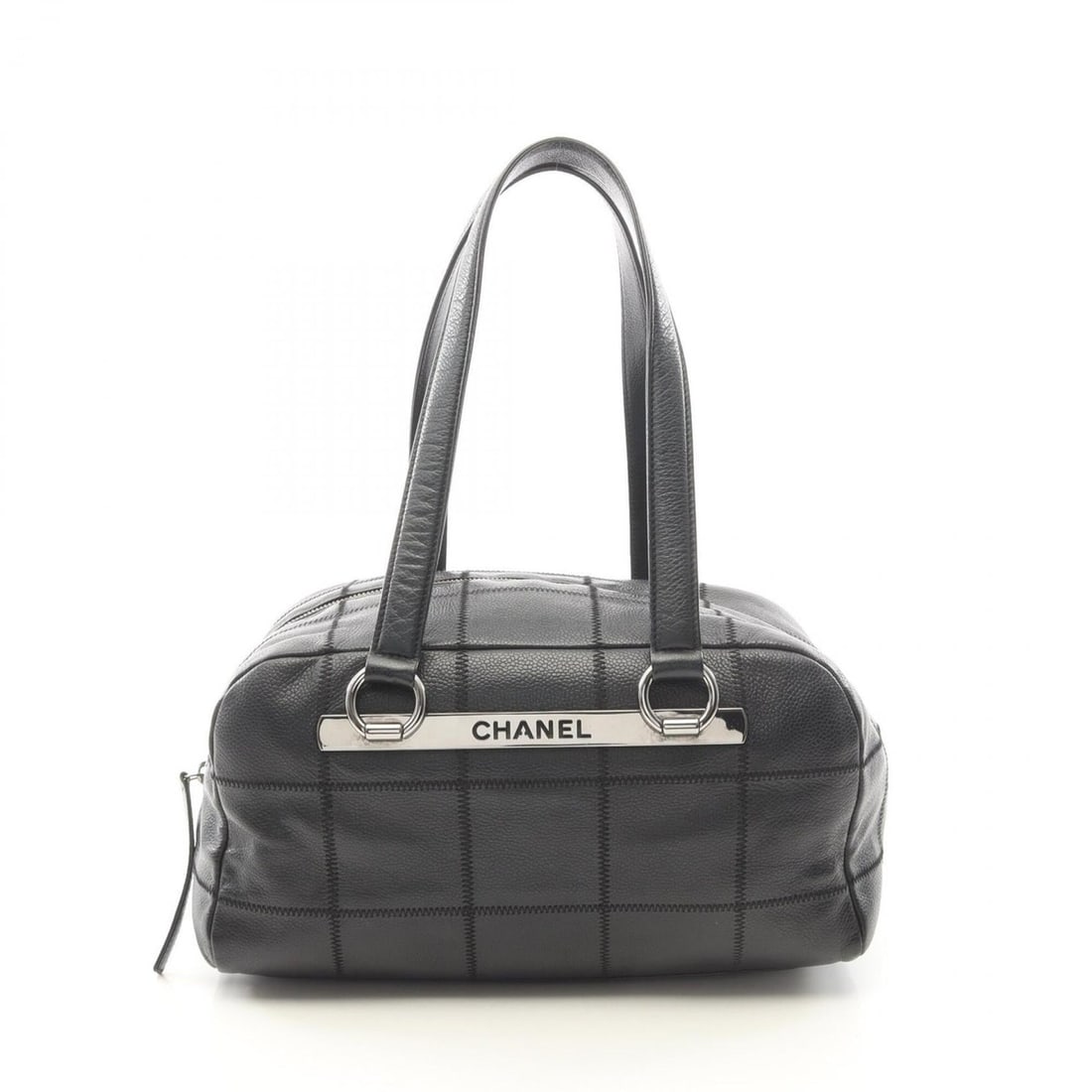 Chanel Chocolate Bar Boston Bag Handbag, Calfskin Leather, Women's, Black (1 of 10)