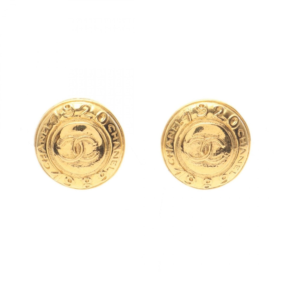 Chanel Coco Mark Round Earrings, Gold Plated (GP), Women's, Tone: --- Catalog ---Category: SizeSize (HxWxD): 25.00mm x 25.00mm / 0.98'' x 0.98''Category: DesignType: Clip earringsColor: GoldGender: WomenMaterial: Gold platingCategory: GeneralBrand: Chanel--- Item Li