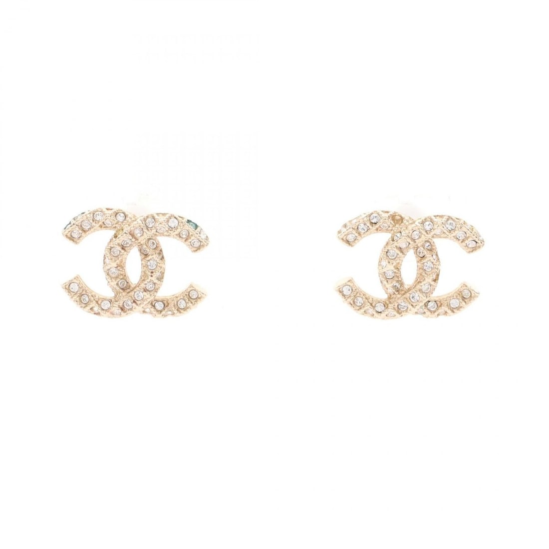 Chanel Coco Mark Earrings, Gold Plated (GP) Rhinestone, Women's, Tone (1 of 11)