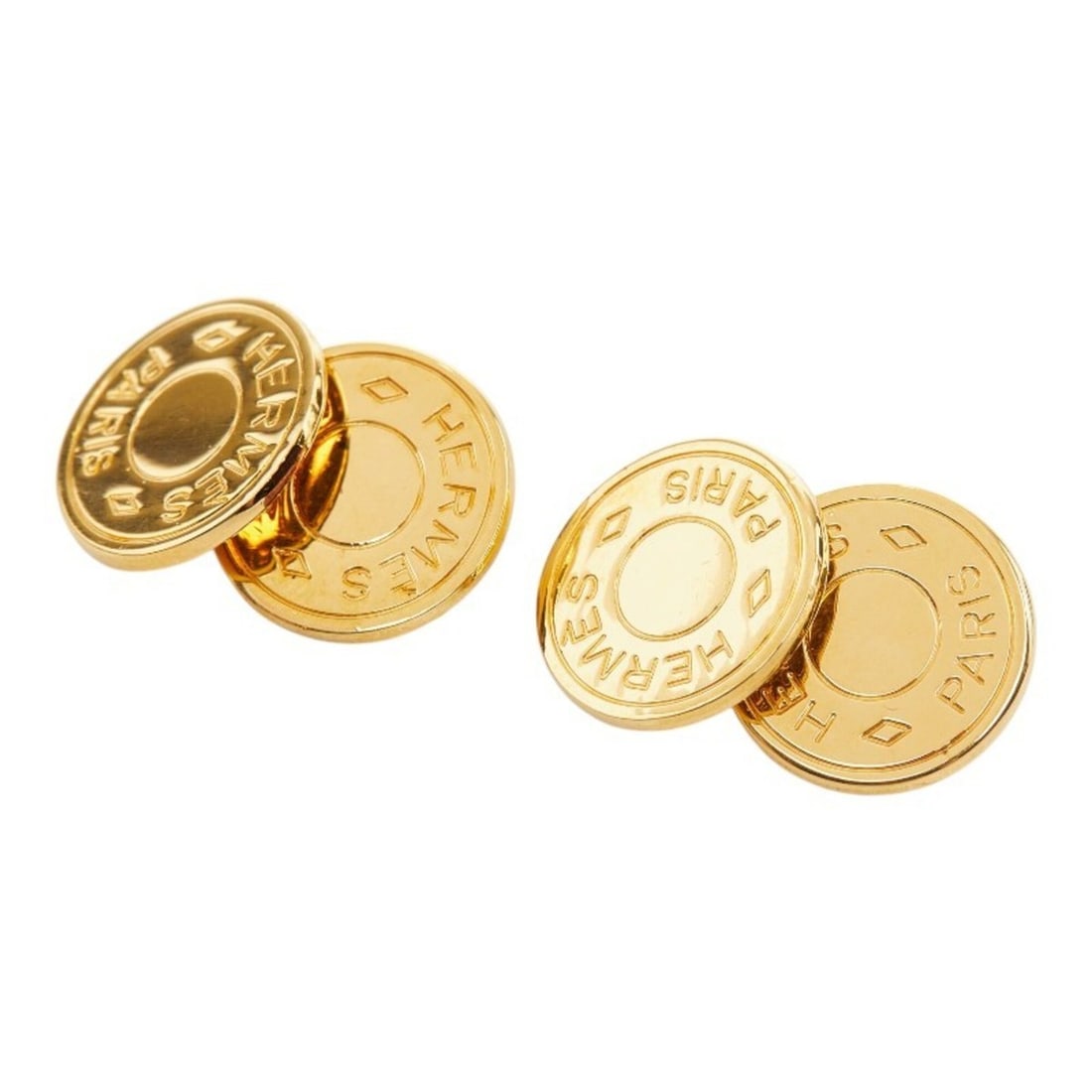 Hermes Sellier Cufflinks, Gold Plated, Men's: --- Catalog ---Category: SizeSize (HxWxD): 14.20mm x 14.20mm / 0.56'' x 0.56''Category: DesignType: CufflinksColor: GoldGender: MenMaterial: Gold platingCategory: GeneralBrand: Hermes--- Item List ---
