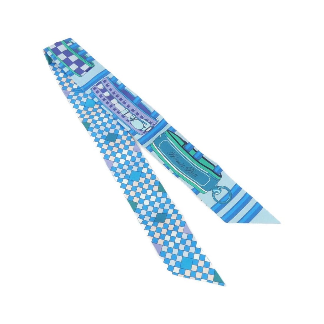 Hermes COLLIERS DE CHIENS REMIX Twilly 063154S Scarf Muffler: --- Catalog ---Category: SizeSize (LxW): 86cm x 5cm / 33.85'' x 1.96''Category: DesignType: ScarfColor: Turquoise, WhiteGender: WomenMaterial: Silk Category: GeneralLine: TwillyBrand: Hermes--- Item